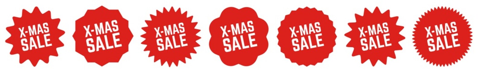 Xmas Sale Tag Red | X-MAS Special Offer Label | Christmas Deal Sticker | Icon | Variations