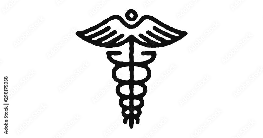Poster caduceus outline icon animation footage/video. hand drawn like symbol animated with motion graphic, 