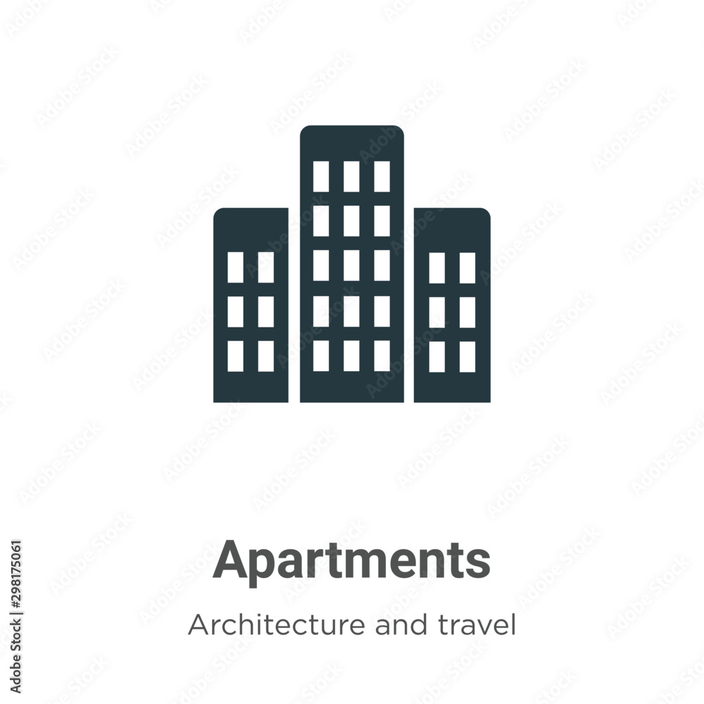 Poster apartments vector icon on white background. flat vector apartments icon symbol sign from modern arch