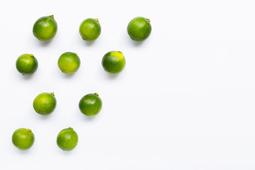 Limes isolated on white background.