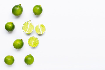 Limes isolated on white background.