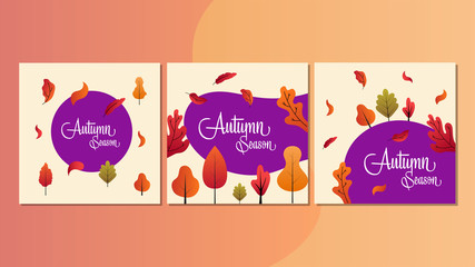 Autumn banner template for online shop, stories, and social media ads. Aautumn season event vector illustration