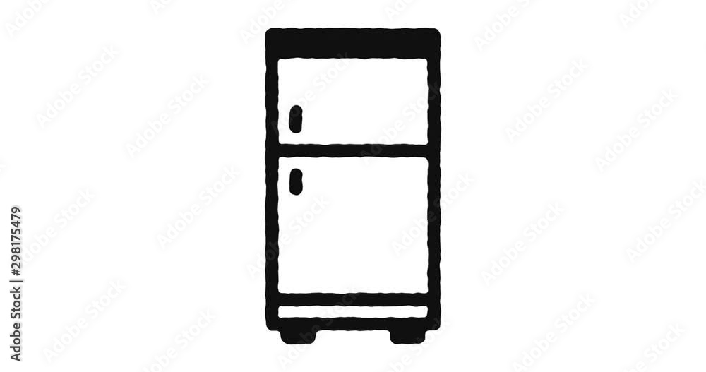 Poster fridge outline icon animation footage/video. hand drawn like symbol animated with motion graphic, ca