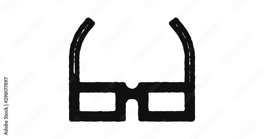 Poster eyeglasses outline icon animation footage/video. hand drawn like symbol animated with motion graphic