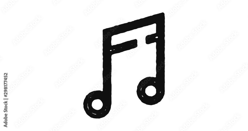Poster music note outline icon animation footage/video. hand drawn like symbol animated with motion graphic