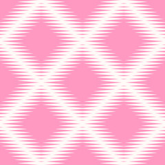 Seamless pink and white vintage op art optical illusion vintage Aztec textile pattern vector