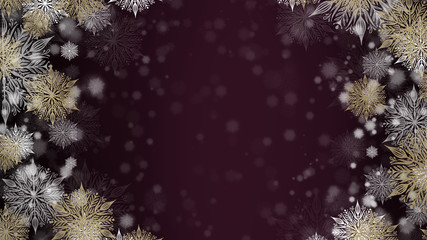 Golden Snowflakes on Festive Burgundy Background