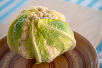 Close up of cauliflower on a plate. 
