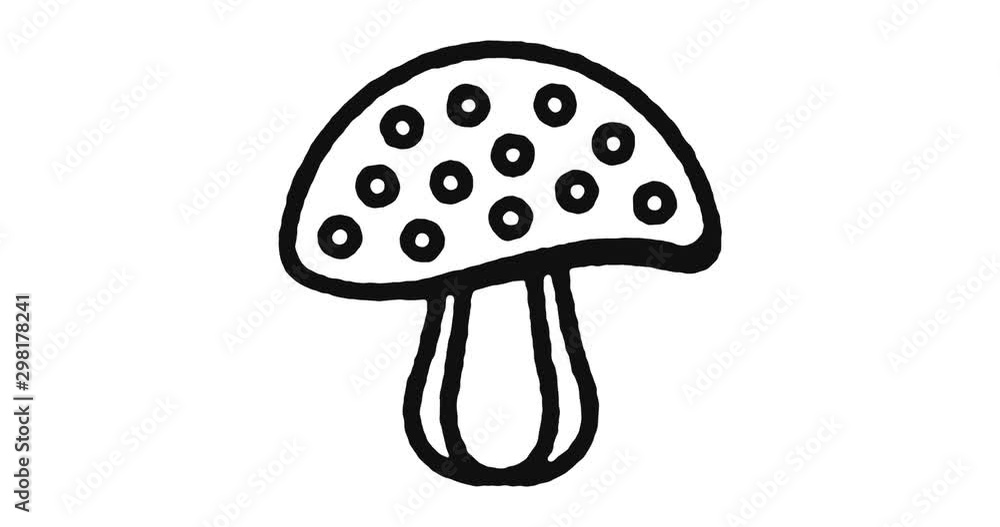 Aufkleber mushroom outline icon animation footage/video. hand drawn like symbol animated with motion graphic, 