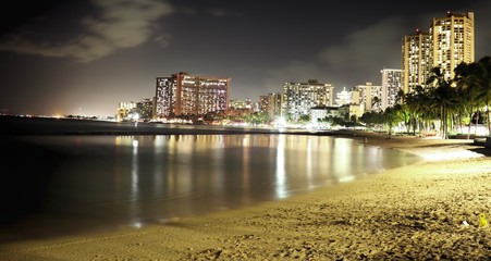 Waikiki Beach at night