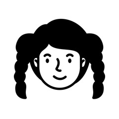 head woman face with hair braids character