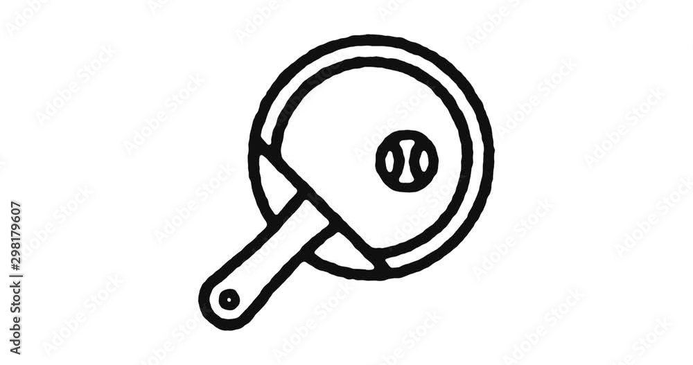 Poster Table tennis outline icon animation footage/video. Hand drawn like symbol animated with motion graphic, can be used as loop item, has alpha channel and it's at 4K video resolution.