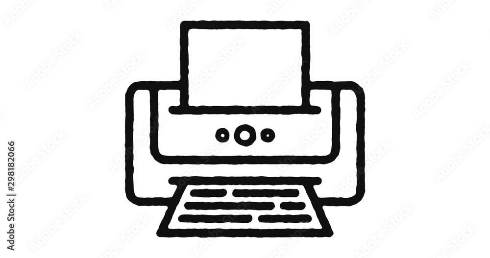 Poster printer outline icon animation footage/video. hand drawn like symbol animated with motion graphic, c