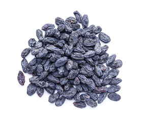 Tasty raisins on white background