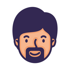 head man face with beard avatar character