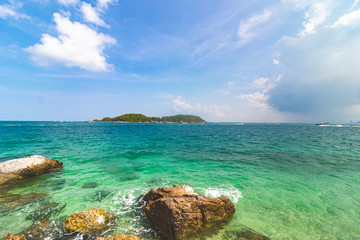 View of the island from the beach of another island in the Gulf of Thailand, Koh Larn