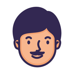 head man face with mustache avatar character