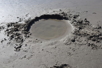 puddle on mud sand