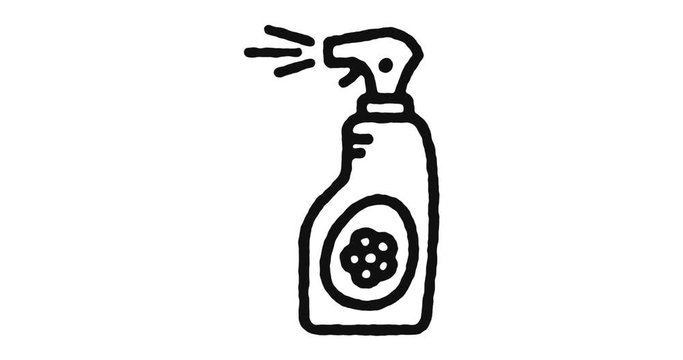 Spray cleaner outline icon animation footage/video. Hand drawn like symbol animated with motion graphic, can be used as loop item, has alpha channel and it's at 4K video resolution.