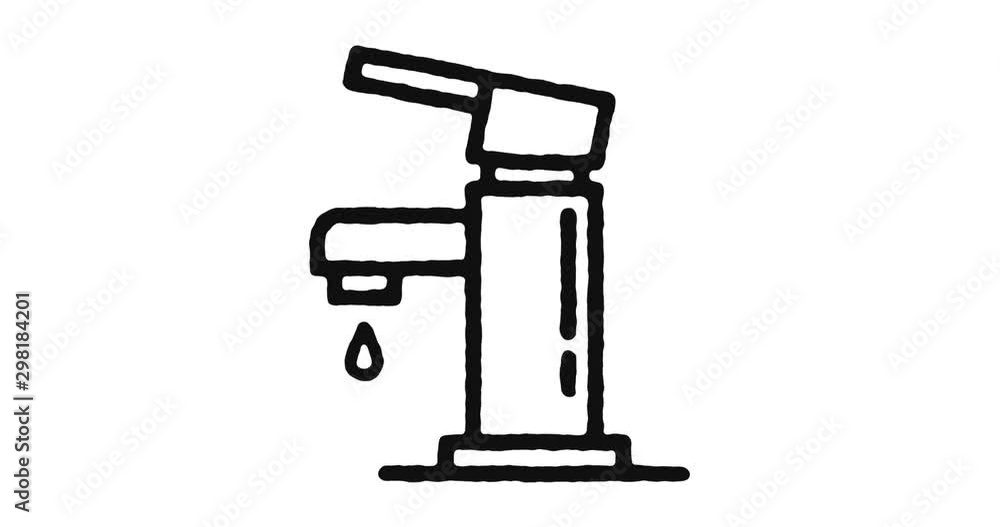 Aufkleber faucet outline icon animation footage/video. hand drawn like symbol animated with motion graphic, ca