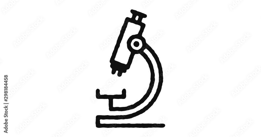 Poster microscope outline icon animation footage/video. hand drawn like symbol animated with motion graphic