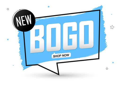 BOGO, Sale banner design template, buy 1 get 1 free, discount tag, grunge brush, vector illustration