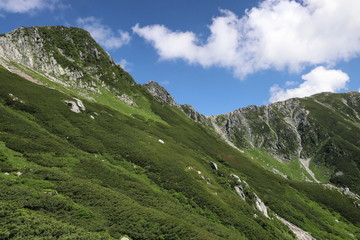 Fototapeta premium 中央アルプス宝剣岳と青空