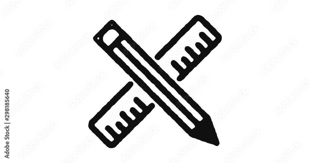Aufkleber pen and ruler outline icon animation footage/video. hand drawn like symbol animated with motion grap