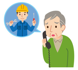 修理を依頼する高齢者