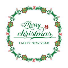 Fototapeta na wymiar Poster design merry christmas and happy new year, with decor elegant colorful flower frame. Vector