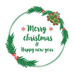 Poster design merry christmas and happy new year, with decor elegant colorful flower frame. Vector