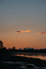 Spring sunset and river in Latvia