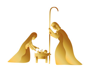 golden holy family manger characters