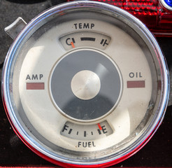 Vintage fuel guage on empty