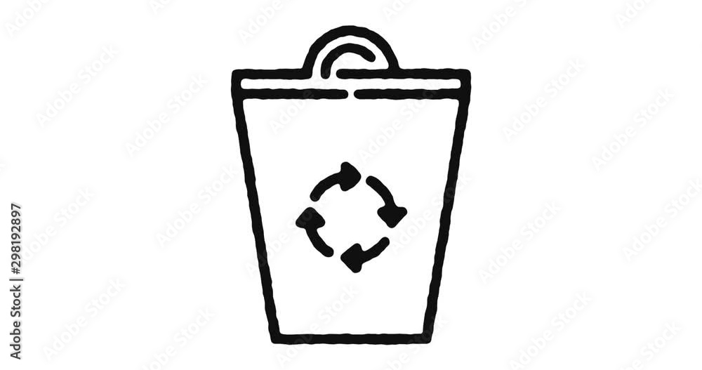 Poster garbage outline icon animation footage/video. hand drawn like symbol animated with motion graphic, c