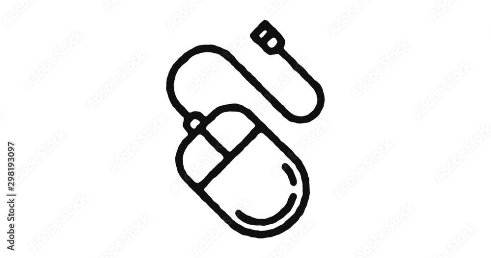 Poster computer mouse outline icon animation footage/video. hand drawn like symbol animated with motion gra