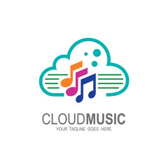 Cloud music logo, Music logo in the form of clouds in its musical notes makes this logo. unique, modern.