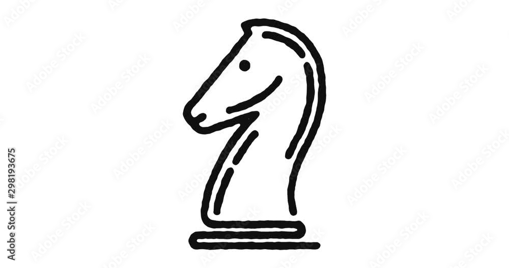 Poster chess piece outline icon animation footage/video. hand drawn like symbol animated with motion graphi