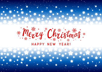 Shiny stars border on blue - vector background for Christmas and New Year holiday design