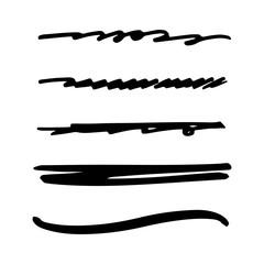 Set of black ink brush stroke line. Set of line vector illustration.