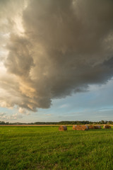 Fototapeta premium stormy clouds at sunset time
