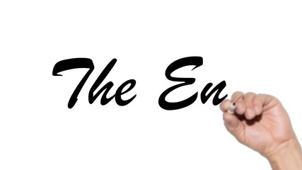 Handwriting of The End on Glass board