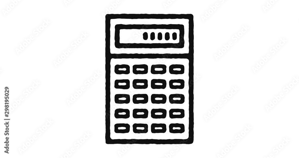 Poster calculator outline icon animation footage/video. hand drawn like symbol animated with motion graphic