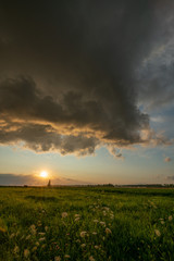stormy clouds at sunset time