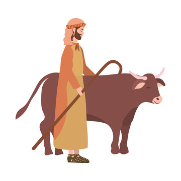 saint joseph with ox manger characters