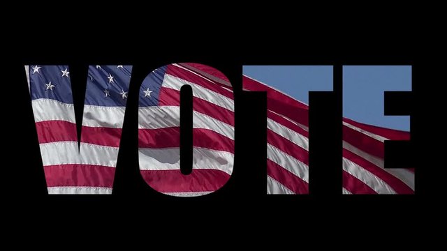 Patriotic message with American flag urging voters to vote in the election