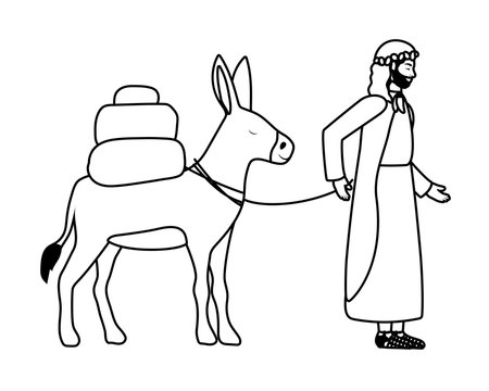 saint joseph with mule manger characters