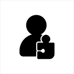 User with puzzle icon. symbol of business people with trendy flat style icon for web site design, logo, app, UI isolated on white background. vector illustration eps 10