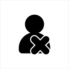 User with cross icon. symbol of business people with trendy flat style icon for web site design, logo, app, UI isolated on white background. vector illustration eps 10