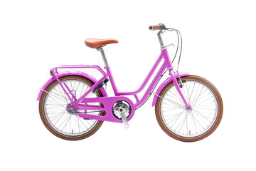 Fototapeta na wymiar Isolated Purple Urban kids City Bike in white background